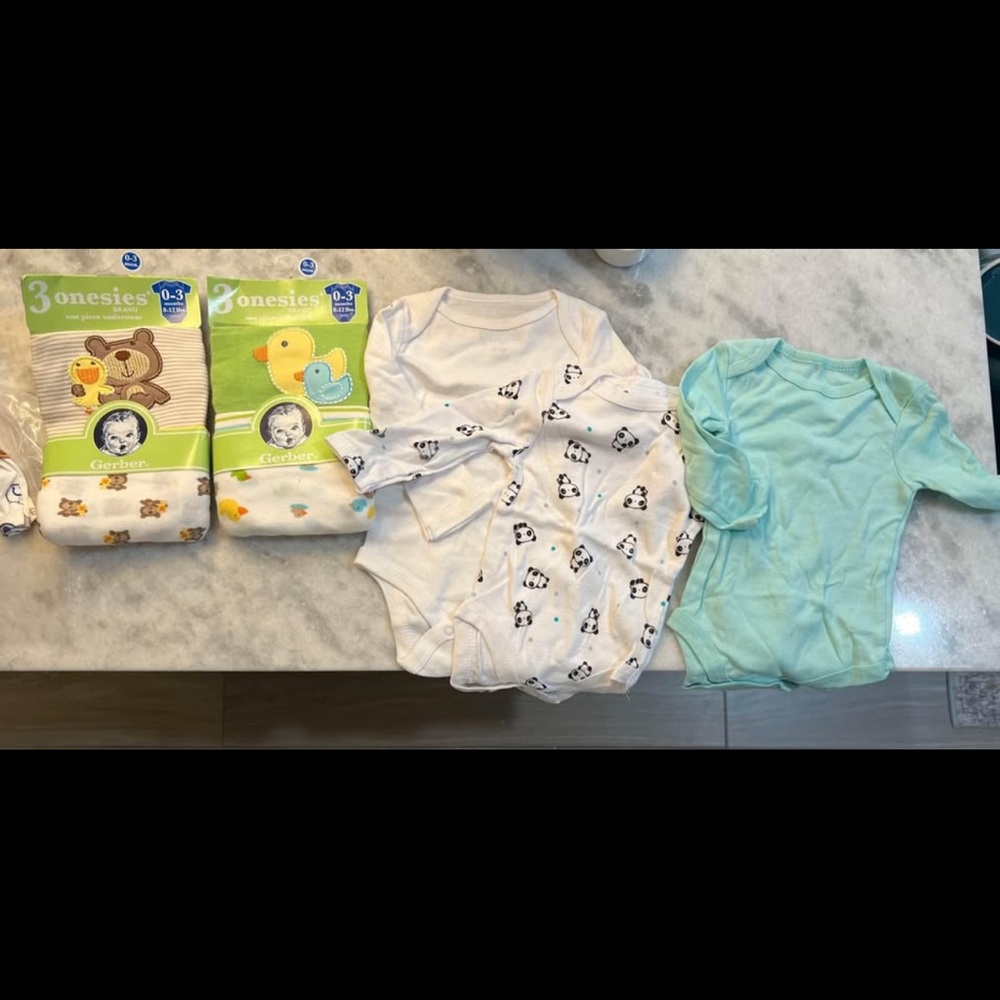 Gerber Baby Onesies with Panda and Duck Prints